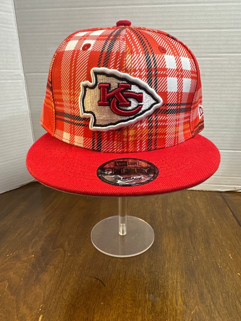Kansas City Chiefs Hat adjustable White Red Plaid New Era NFL Football Cap New